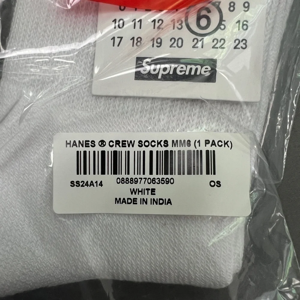Supreme Maison Margiela MM6 Hanes Crew Socks